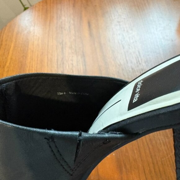 Dolce Vita Black Heeled Mules Size 6 - Picture 3 of 4